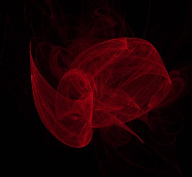 Siyah zemin üzerine kırmızı fraktal. Fantezi fraktal doku. Dijital sanat. 3D render. Oluşturulan bilgisayar görüntü