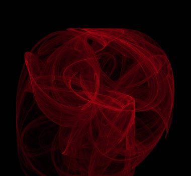 Siyah zemin üzerine kırmızı Soyut Fraktal. Fantezi fraktal doku. Dijital sanat. 3D render. Oluşturulan bilgisayar görüntü