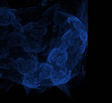 Nebulanın fraktal siyah zemin üzerine mavi. Dijital sanat. 3D render. Oluşturulan bilgisayar görüntü