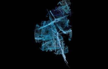 Siyah arka plan üzerine beyaz mavi Soyut Fraktal. Fantezi fraktal doku. Dijital sanat. 3D render. Oluşturulan bilgisayar görüntü