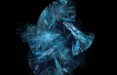 Siyah arka plan üzerine beyaz mavi fraktal desen. Dijital sanat. 3D render. Oluşturulan bilgisayar görüntü