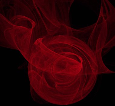 Siyah zemin üzerine kırmızı desen. Fantezi fraktal doku. Dijital sanat. 3D render. Oluşturulan bilgisayar görüntü