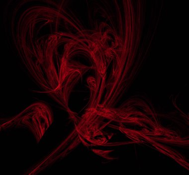 Siyah zemin üzerine kırmızı desen. Fantezi fraktal doku. Dijital sanat. 3D render. Oluşturulan bilgisayar görüntü