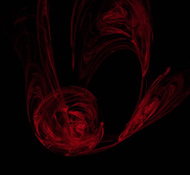 Siyah zemin üzerine kırmızı desen. Fantezi fraktal doku. Dijital sanat. 3D render. Oluşturulan bilgisayar görüntü