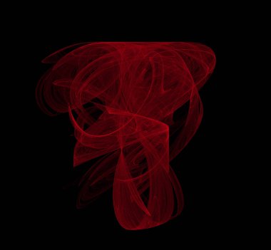 Siyah zemin üzerine kırmızı Soyut Fraktal. Fantezi fraktal doku. Dijital sanat. 3D render. Oluşturulan bilgisayar görüntü