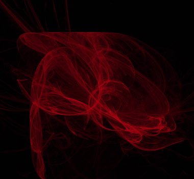 Siyah zemin üzerine kırmızı Soyut Fraktal. Fantezi fraktal doku. Dijital sanat. 3D render. Oluşturulan bilgisayar görüntü