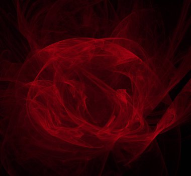 Siyah zemin üzerine kırmızı Soyut Fraktal. Fantezi fraktal doku. Dijital sanat. 3D render. Oluşturulan bilgisayar görüntü.