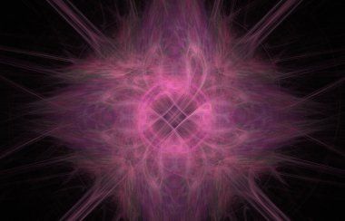 Mor Soyut Fraktal desen siyah arka plan üzerine. Fantezi fraktal doku. Dijital sanat. 3D render. Oluşturulan bilgisayar görüntü