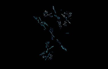 Siyah arka plan üzerine beyaz mavi fraktal desen. Dijital sanat. 3D render. Oluşturulan bilgisayar görüntü