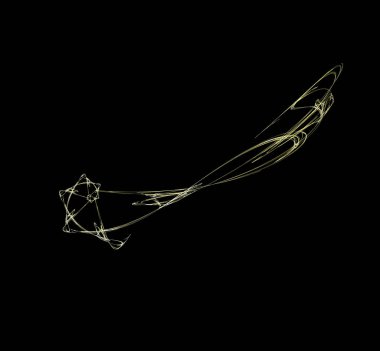 Siyah zemin üzerine sarı Soyut Fraktal. Fantezi fraktal doku. Dijital sanat. 3D render. Oluşturulan bilgisayar görüntü