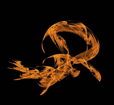 Siyah arka plan üzerine portakal fraktal illüstrasyon. Dijital sanat. 3D render. Oluşturulan bilgisayar görüntü