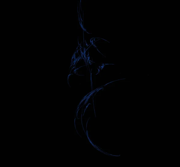黑色背景上的蓝色分形纹理 数字艺术 计算机生成的图像 — 图库照片