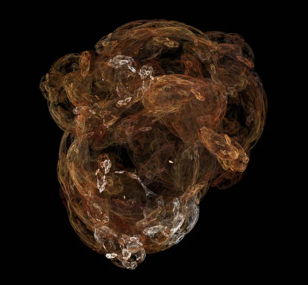 Brown white fractal on black background. Fantasy fractal texture. Digital art. 3D rendering. Computer generated image