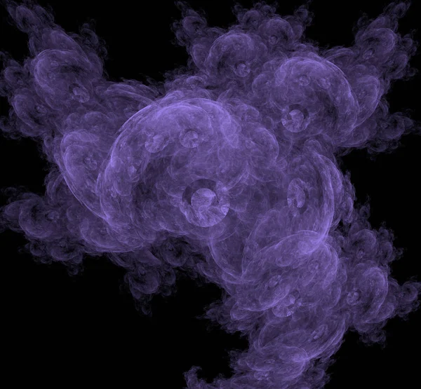 Violet abstract fractal on black background. Fantasy fractal texture. Digital art. 3D rendering. Computer generated image.