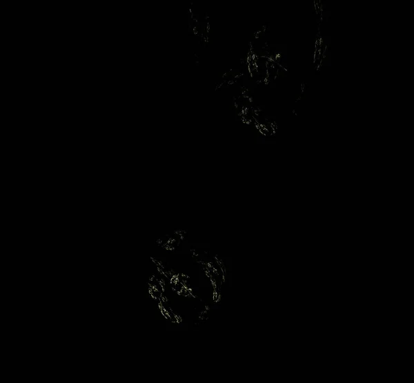 Siyah Zemin Üzerine Sarı Soyut Fraktal Fantezi Fraktal Doku Dijital — Stok fotoğraf