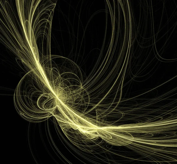Yellow sphere fractal on black background. Fantasy fractal texture. Digital art. 3D rendering. Computer generated image