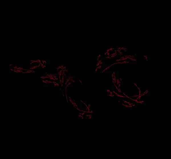 Red particles fractal on black background. Fantasy fractal texture. Digital art. 3D rendering. Computer generated image