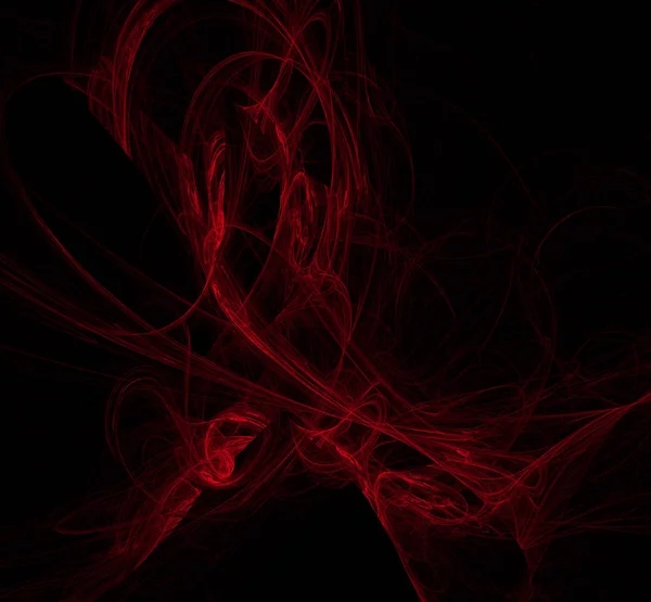 黑色背景上的红色图案 幻想分形纹理 数字艺术 计算机生成的图像 — 图库照片