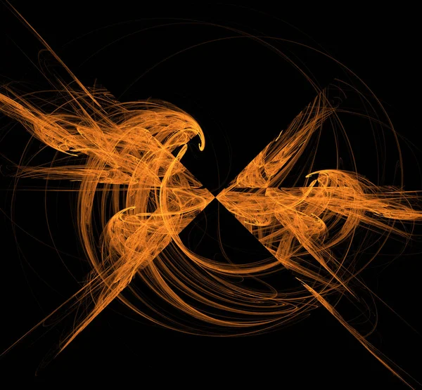 Oranžový Fraktální Ilustrace Černém Pozadí Digitální Umění Vykreslování Počítačem Generovaný — Stock fotografie