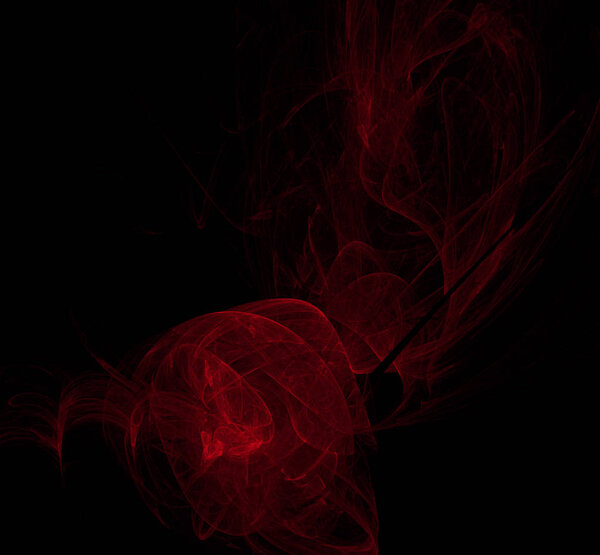 Red poppy fractal on black background. Fantasy fractal texture. Digital art. 3D rendering. Computer generated image