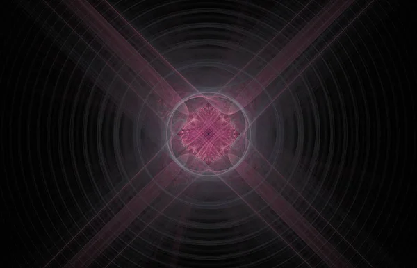 Pink cross abstract fractal on black background. Fantasy fractal texture. Digital art. 3D rendering. Computer generated image