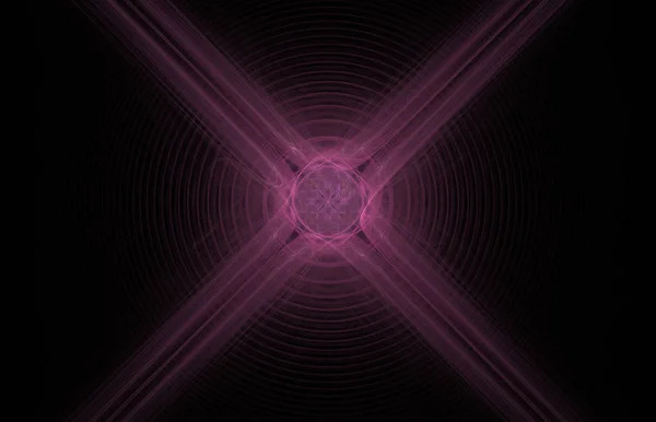 Pink cross swirl abstract fractal on black background. Fantasy fractal texture. Digital art. 3D rendering. Computer generated image