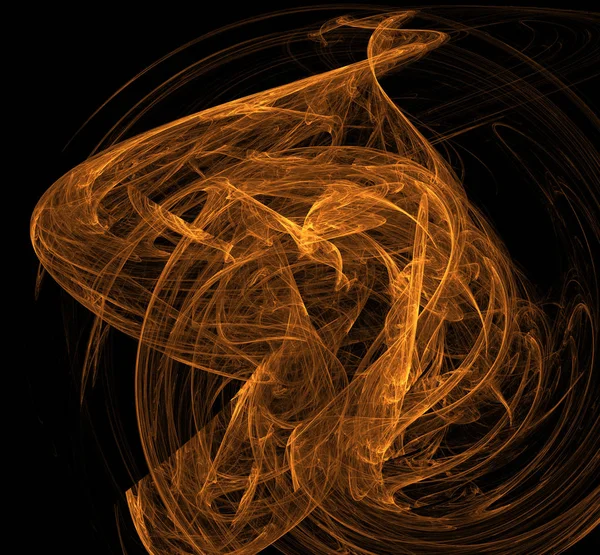 Orange Fractal Konsistens Svart Bakgrund Digital Konst Rendering Datorgenererade Bild — Stockfoto
