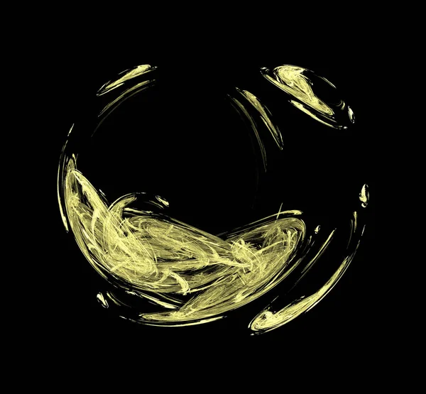 Yellow Sphere Fractal Black Background Fantasy Fractal Texture Digital Art Stock Picture
