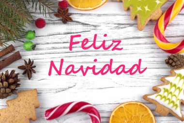 Tebrik kartı metinle Merry Christmas İspanyolca