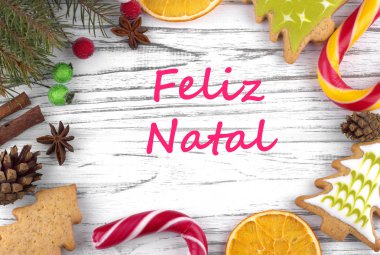 Tebrik kartı metinle Merry Christmas Portekiz