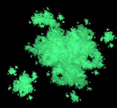 UFO yeşil fraktal desen arka plan. Fantezi fraktal doku. Dijital sanat. 3D render. Oluşturulan bilgisayar görüntü