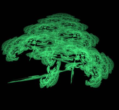 UFO yeşil fraktal desen arka plan. Fantezi fraktal doku. Dijital sanat. 3D render. Oluşturulan bilgisayar görüntü