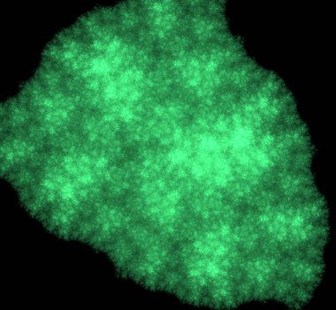 UFO yeşil fraktal arka plan bulanık. Fantezi fraktal doku. Dijital sanat. 3D render. Oluşturulan bilgisayar görüntü