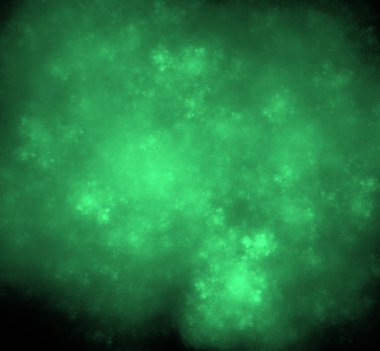 UFO yeşil fraktal arka plan bulanık. Fantezi fraktal doku. Dijital sanat. 3D render. Oluşturulan bilgisayar görüntü