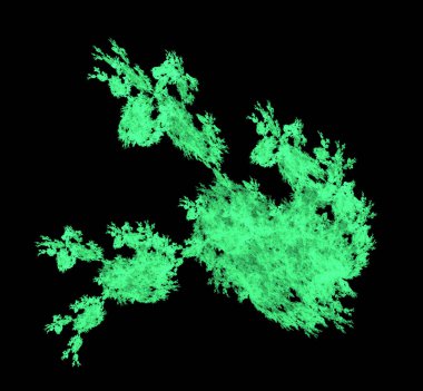 UFO yeşil fraktal desen arka plan. Fantezi fraktal doku. Dijital sanat. 3D render. Oluşturulan bilgisayar görüntü