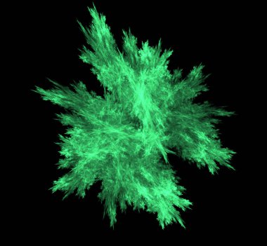 UFO yeşil fraktal desen arka plan. Fantezi fraktal doku. Dijital sanat. 3D render. Oluşturulan bilgisayar görüntü