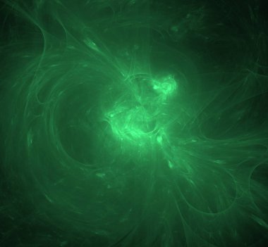 UFO yeşil fraktal arka plan soyut. Fantezi fraktal doku. Dijital sanat. 3D render. Oluşturulan bilgisayar görüntü