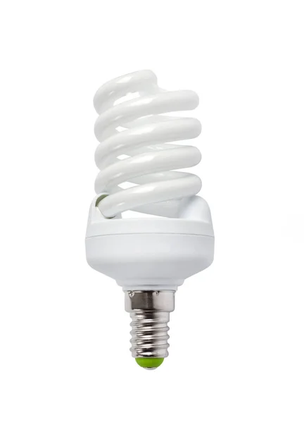 Energy Saving Fluorescent Light Bulb White Background Isolated Clipping Path — Stock Photo, Image