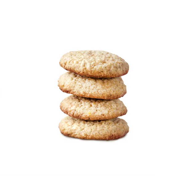 Galletas Avena Caseras Aisladas Sobre Fondo Blanco Con Ruta Recorte — Foto de Stock