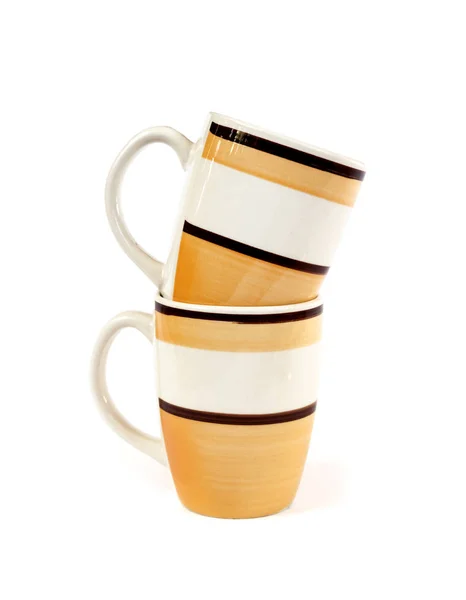 Stack of two mugs isolated on white background — Stock Photo, Image