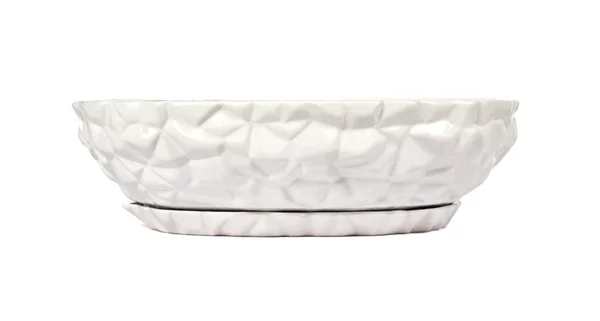 Pusta ceramiczna biała Doniczka na białym tle ze ścieżką przycinającą — Zdjęcie stockowe