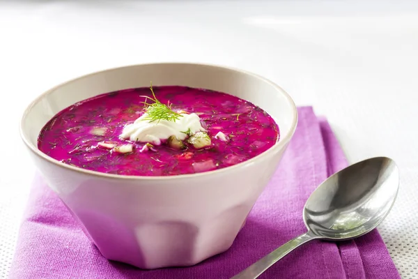 Holodnik - traditionelle litauische (russische, ukrainische, weißrussische, polnische) kalte Rote-Bete-Suppe — Stockfoto