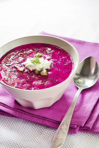 Holodnik - traditionelle litauische (russische, ukrainische, weißrussische, polnische) kalte Rote-Bete-Suppe — Stockfoto