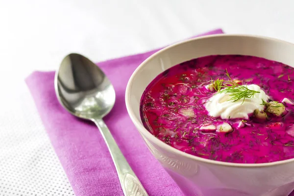 Holodnik - traditionelle litauische (russische, ukrainische, weißrussische, polnische) kalte Rote-Bete-Suppe — Stockfoto