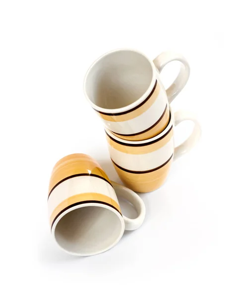 Three mugs isolated on white background with clipping path — Stock Photo, Image