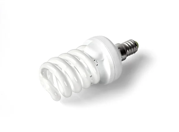 Energy saving fluorescent light bulb on white background isolated — Stock Photo, Image