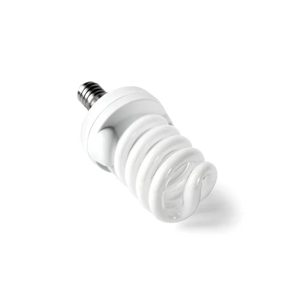 Energy Saving Fluorescent Light Bulb White Background Isolated Clipping Path — Stock Photo, Image