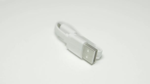 Usb Data Napájecí Kabel Vysoké Kvalitě Bílém Pozadí — Stock video