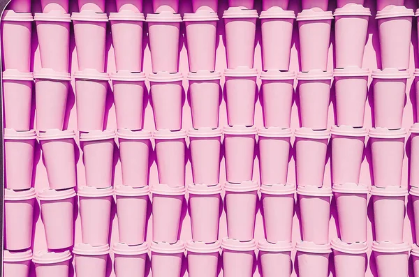 arka plan ve doku. Kahve için pembe bardaklar. çok bardak.