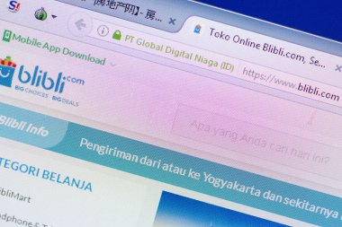 Ryazan, Rusya - 13 Mayıs 2018: Blibli Web sitesi Pc, url - Blibli.com görüntüleme